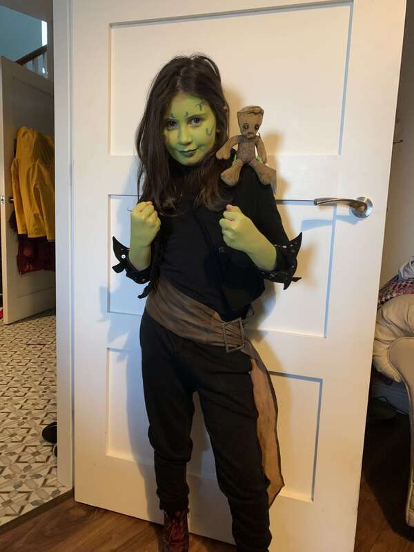 Róisín as Gamora with Baby Groot